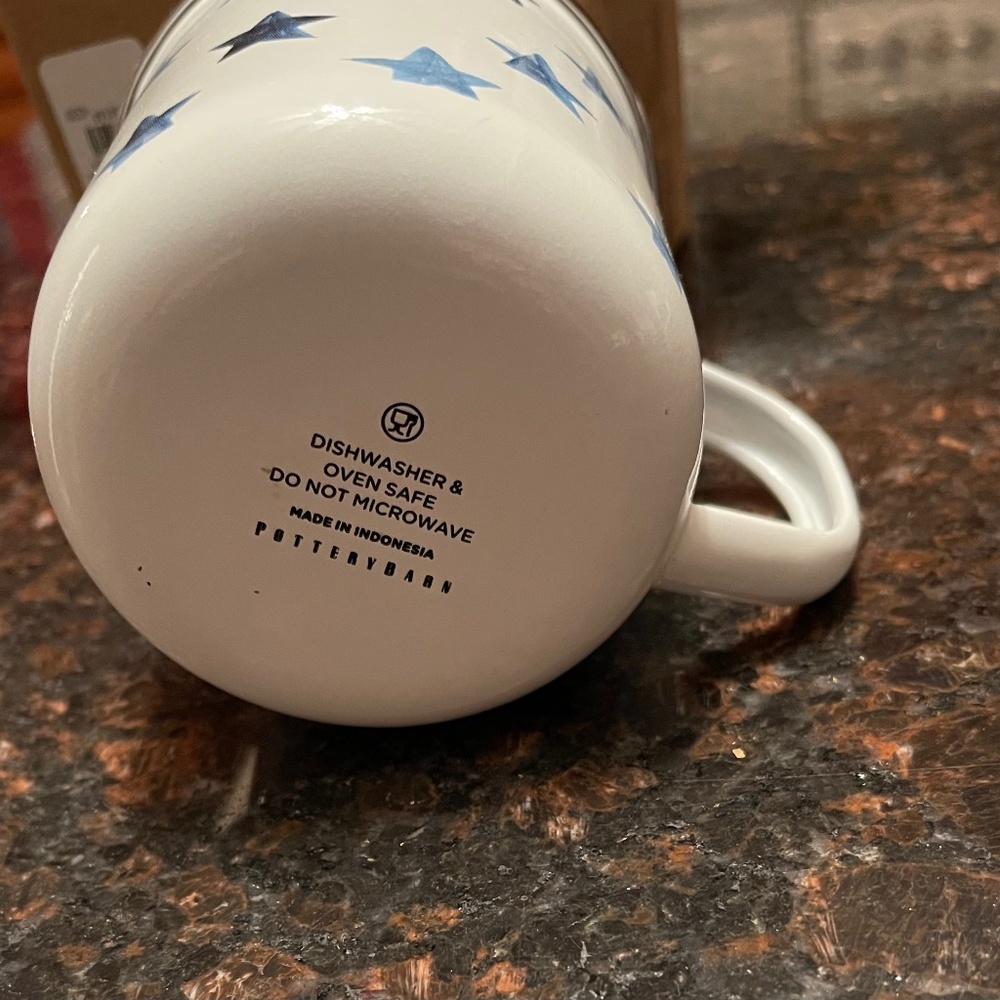 New Pottery Barn Americana Watercolor Stars Enamel Mug - Picture 7 of 11